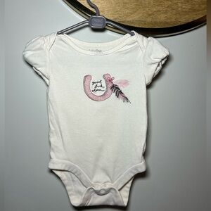 6 For $10 GAP White Bodysuit with Pink and Black Embroidery